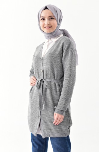 Trikot Geknöpfte Strickjacke 9004-04 Grau 9004-04