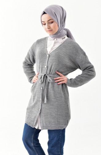 Trikot Geknöpfte Strickjacke 9004-04 Grau 9004-04