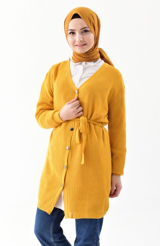Triko Düğmeli Hırka 9004-06 Hardal 9004-06