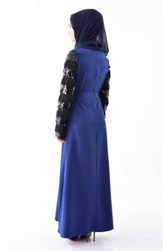 BURUN Sequin Belted Dress 81640-03 Navy Blue 81640-03