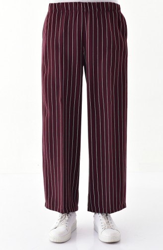 Striped Plenty Cuff Trousers 1018-03 dark Plum 1018-03