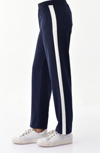 DURAN Striped Straight Leg Pants 2068-06 Navy Blue 2068-06