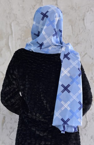 Patterned Cotton Shawl 901440-06 Baby Blue 901440-06