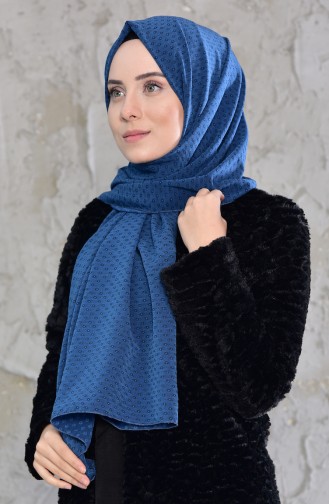 Patterned Cotton Shawl 4108-03 Jeans Blue 4108-03