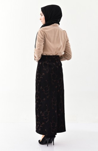 Patterned Velvet Skirt 5009B-01 Black 5009B-01