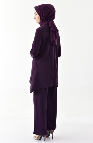 Silvery Tunic Pants Binary Suit 1269-01 Purple 1269-01