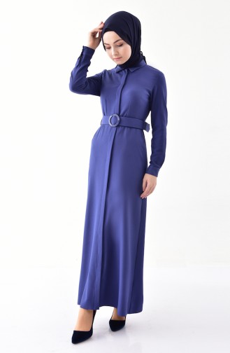 بيزلايف فستان بتصميم حزام للخصر 4254-04 لون نيلي 4254-04