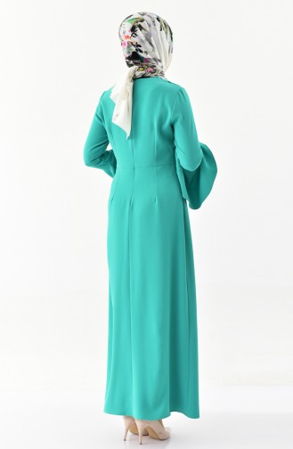فستان مزين بقلادة2050-01 لون اخضر 2050-01