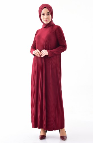 iLMEK Pleated Dress 5242-02 Claret Red 5242-02