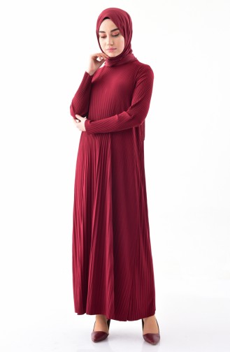 iLMEK Pleated Dress 5242-02 Claret Red 5242-02