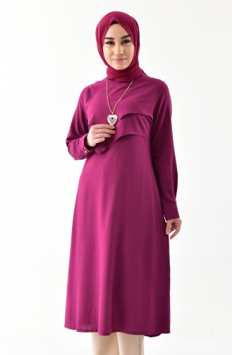 Kolyeli Tunik 3041-06 Mürdüm