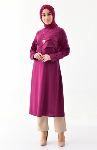 Kolyeli Tunik 3041-06 Mürdüm