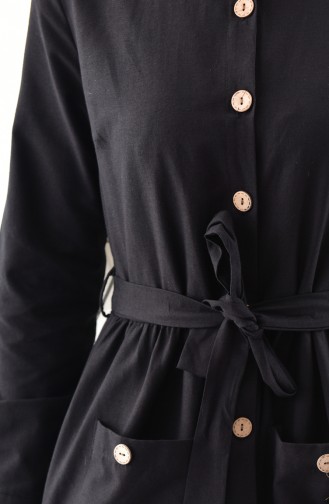 Buttoned Long Tunic 1271-01 Black 1271-01