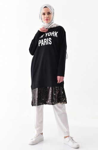 Sequined Sport Tunic 1001-01 Black 1001-01