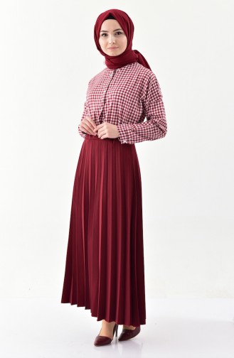 iLMEK Pleated Skirt 5224-02 Claret Red 5224-02