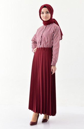 iLMEK Pleated Skirt 5224-02 Claret Red 5224-02