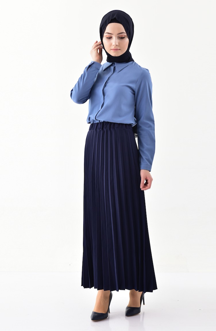 iLMEK Pleated Skirt 5224-03 Navy Blue 5224-03