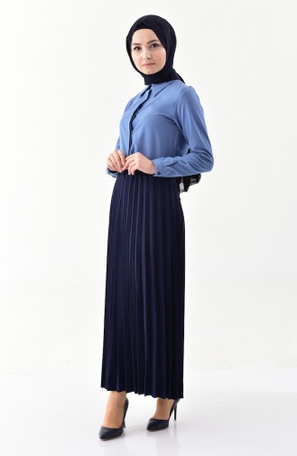 iLMEK Pleated Skirt 5224-03 Navy Blue 5224-03