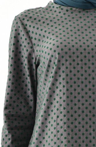 Patterned Tunic 1065A-01 Gray Emerald Green 1065A-01