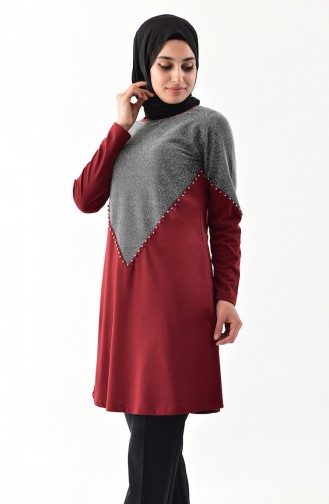 İncili Tunik 0680-05 Bordo