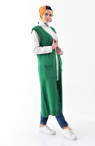 Knitwear Pocket Vest 8111-01 Emerald Green 8111-01
