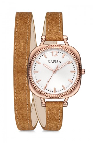 Nafisa Women´s Leather Wrist Watch NF1061D Tobacco 1061D