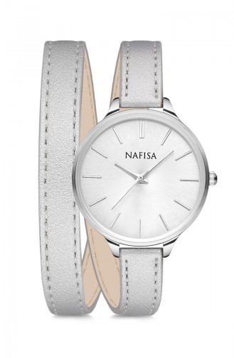 Nafisa Women´s Leather Wrist Watch NF1076D Gray 1076D