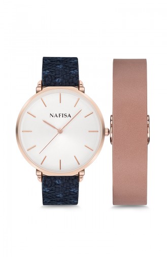 Nafisa Women´s Leather Wrist Watch NF1105T Navy 1105T