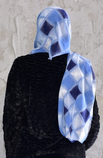 Striped Patterned Cotton Shawl 901439-03 Baby Blue 901439-03