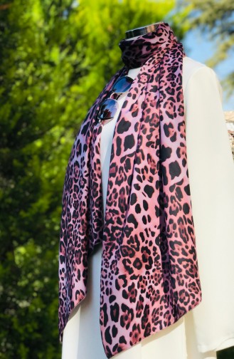 Leopard Patterned Satin Shawl 51303-01 Lilac 51303-01