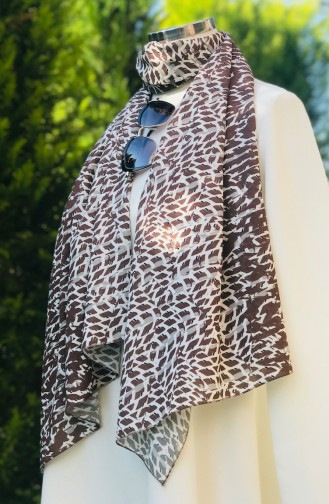 Patterned Crepe Shawl 51332-01 Brown 51332-01