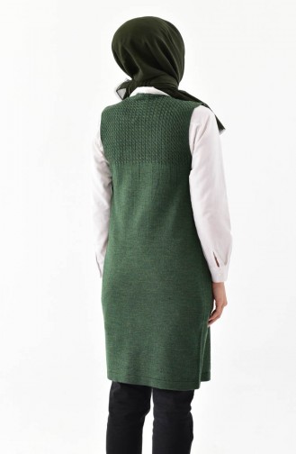 Gilet Tricot avec Poches 4121-02 Vert Foncé 4121-02