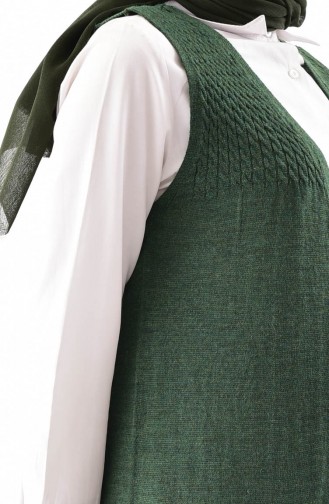 Gilet Tricot avec Poches 4121-02 Vert Foncé 4121-02