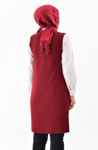 iLMEK Knitwear Pocketed Vest 4121-06 Claret Red 4121-06