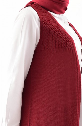 iLMEK Knitwear Pocketed Vest 4121-06 Claret Red 4121-06