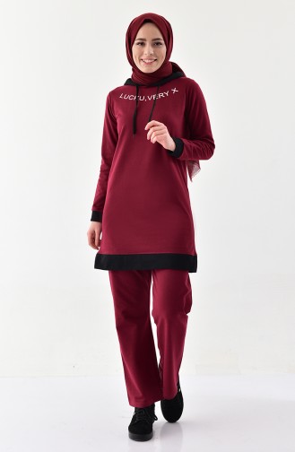 Hooded Tracksuit 0001-09 Claret Red 0001-09