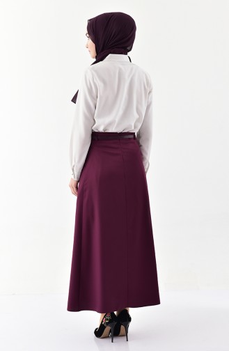 تنورة بتصميم حزام للخصر 0401-03 لون بنفسجي 0401-03