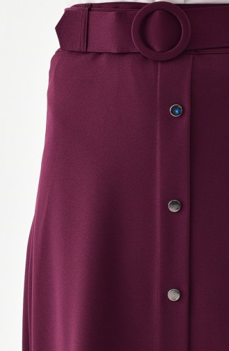 Button Detailed Belt Skirt 0403-04 Purple 0403-04