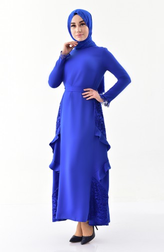 Saks-Blau Hijab Kleider 0137-01