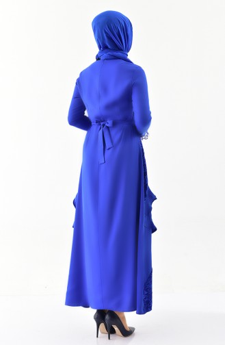 Lace Detailed Belted Dress 0137-01 Saks 0137-01
