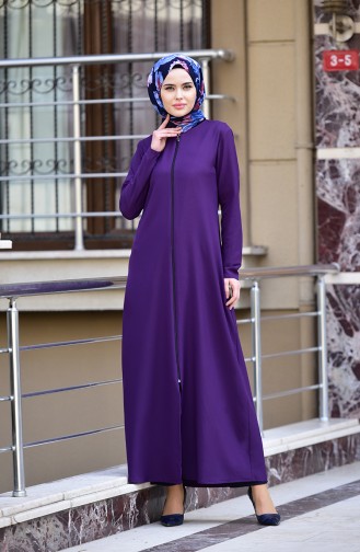 Abaya a Fermeture 2129-01 Pourpre 2129-01