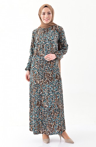 EFE Leopard Patterned Dress 0387-03 Turquoise 0387-03