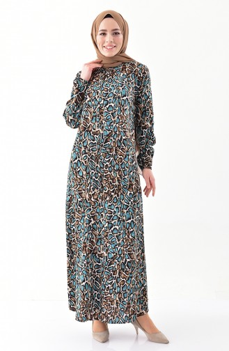 Turquoise Hijab Dress 0387-03