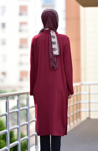 Düğmeli Tunik 5244-01 Bordo