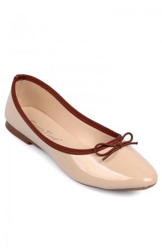 Women Flat Shoes Ballerina 7504-4 Brown 7504-4