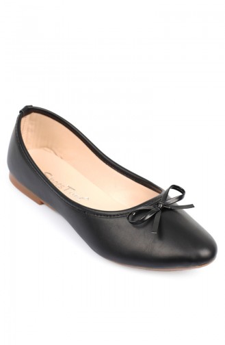 Women Flat Shoes Ballerina 7505-5 Black 7505-5
