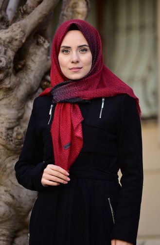 Degradeli Cotton Eşarp 2164-19 Bordo Antrasit 2164-19