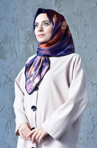 Aker S Twill Eşarp 7471-797-923 Koyu Mor Turuncu