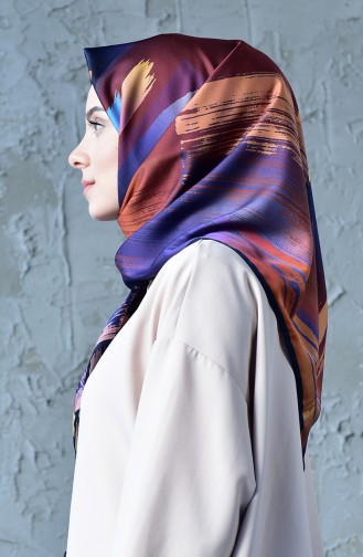 Aker S Twill Eşarp 7471-797-923 Koyu Mor Turuncu