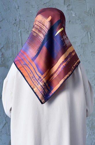 Aker S Twill Eşarp 7471-797-923 Koyu Mor Turuncu